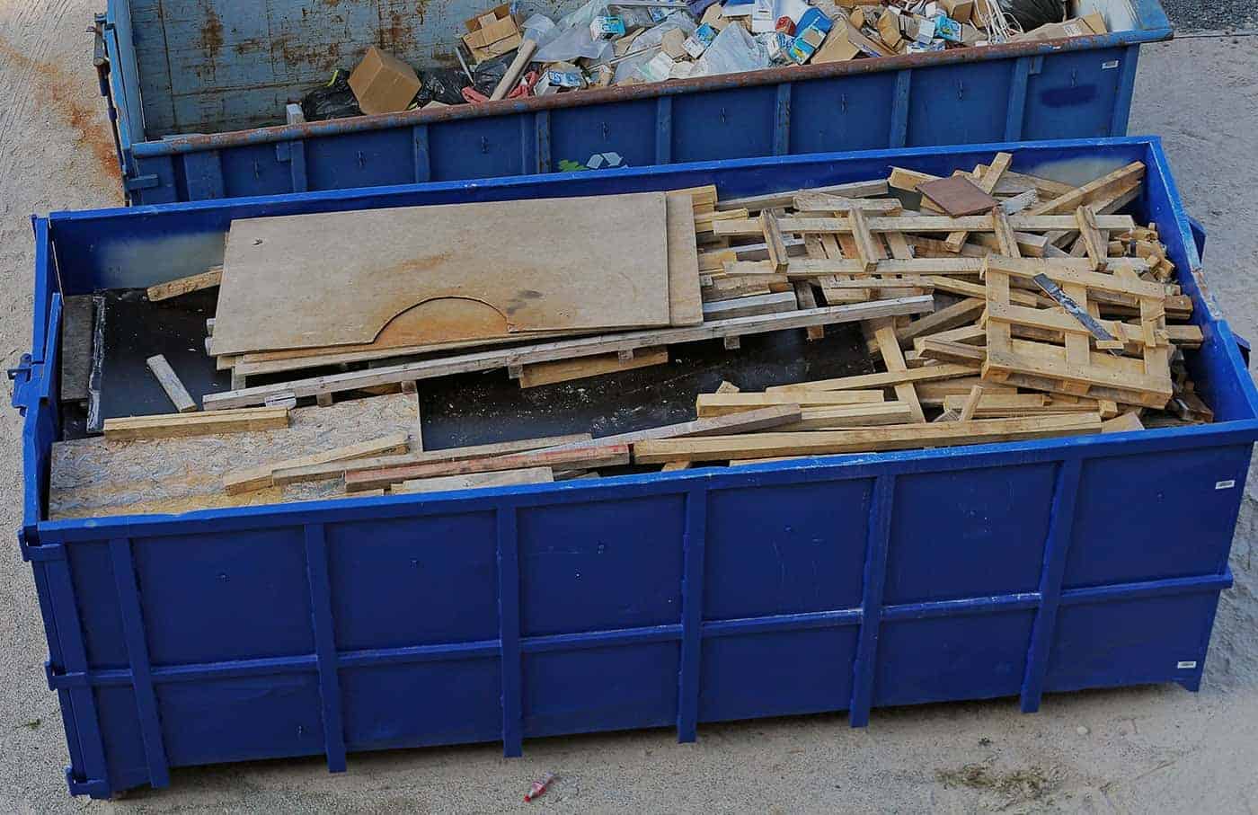 a full dumpster rental waiting for pickup
