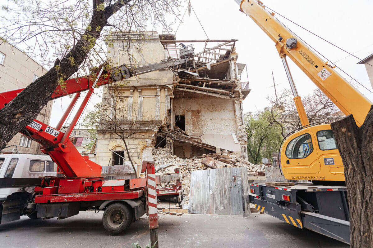 Image of cranes during demolition work