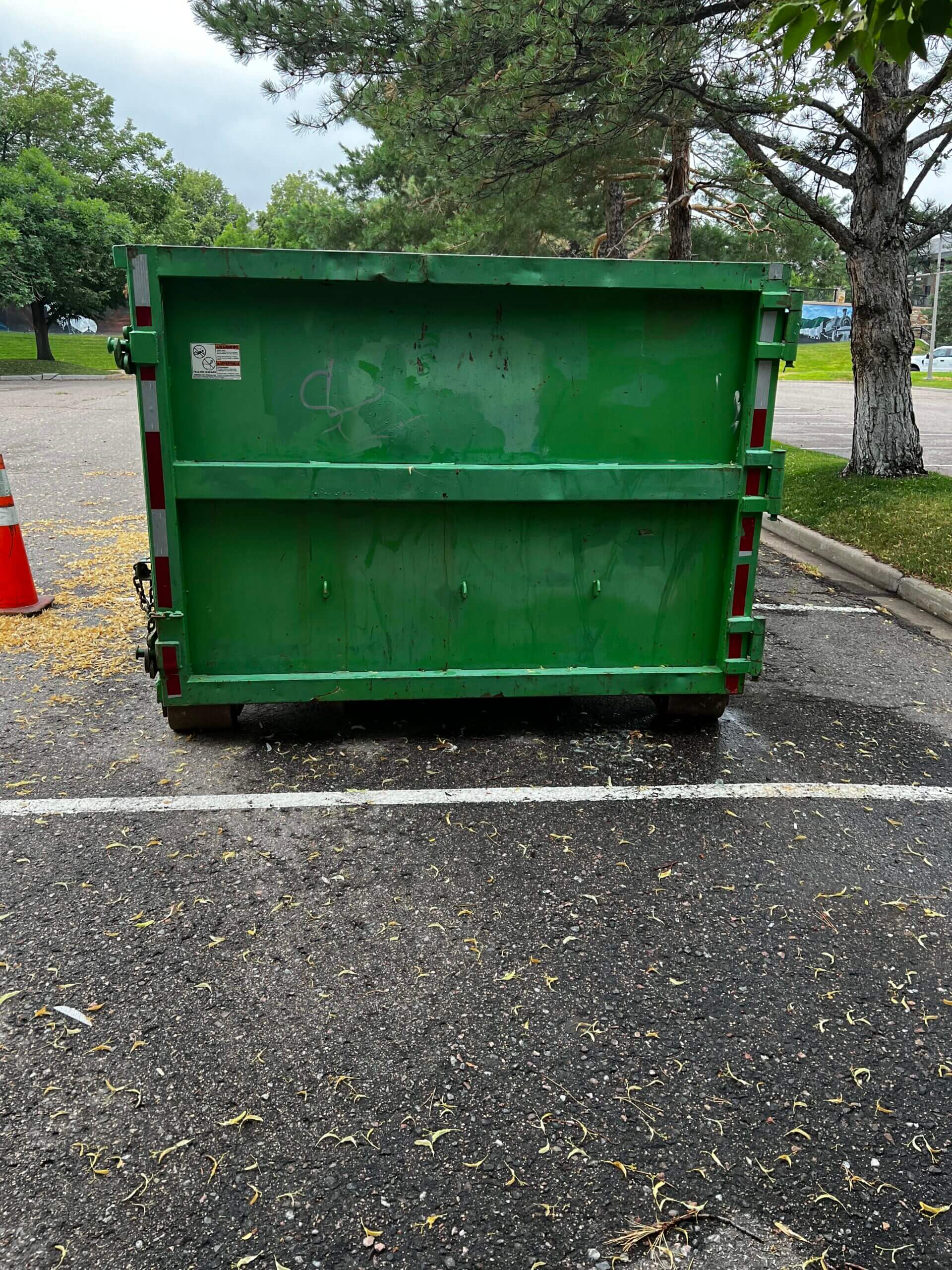 Photo of a green dumpster rental in Raleigh, NC