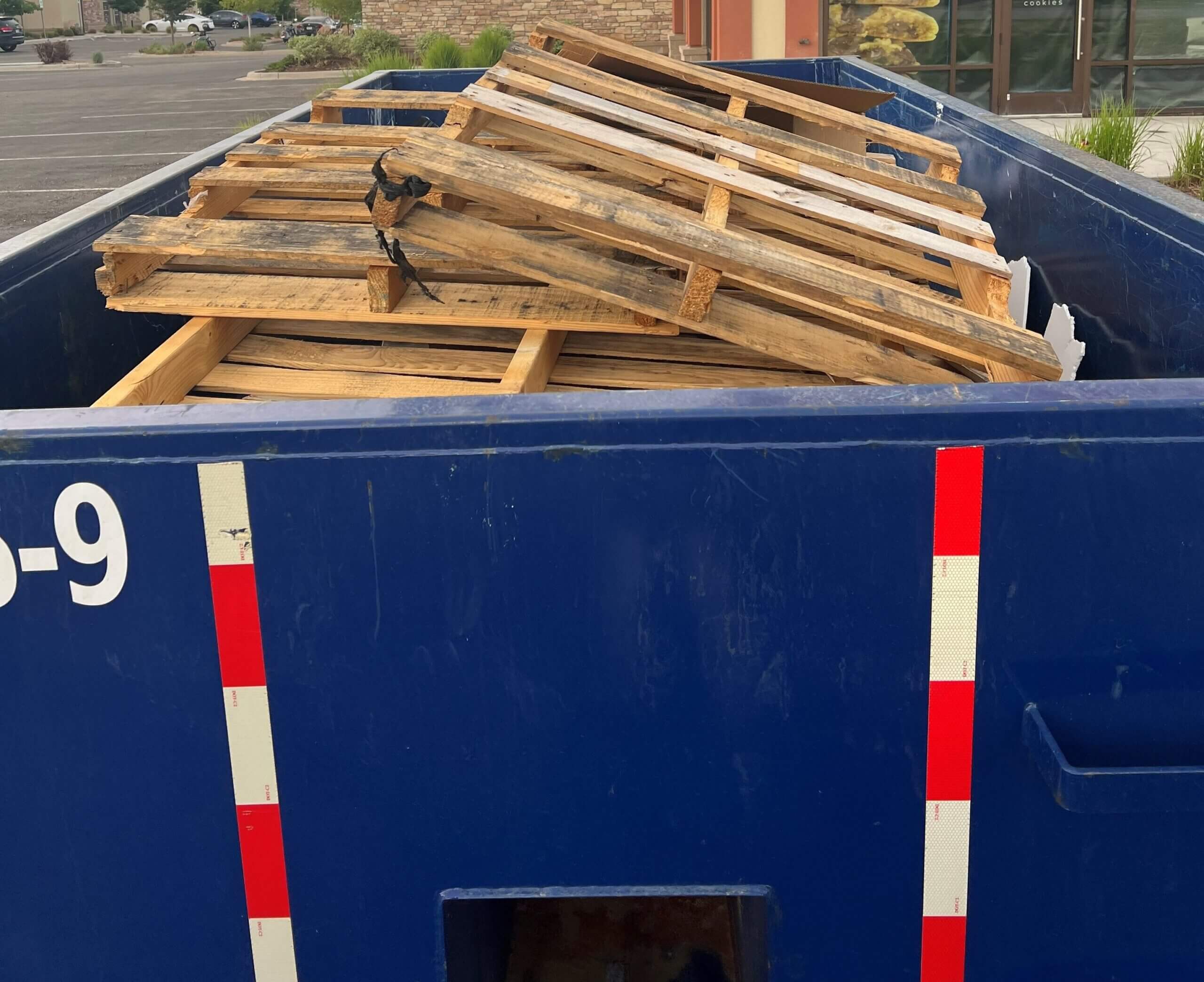 Photo of a blue dumpster rental in El Paso, TX