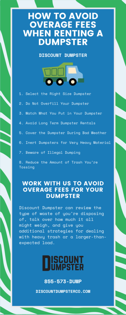 An infographic on how to avoid overage fees when renting a dumpster
