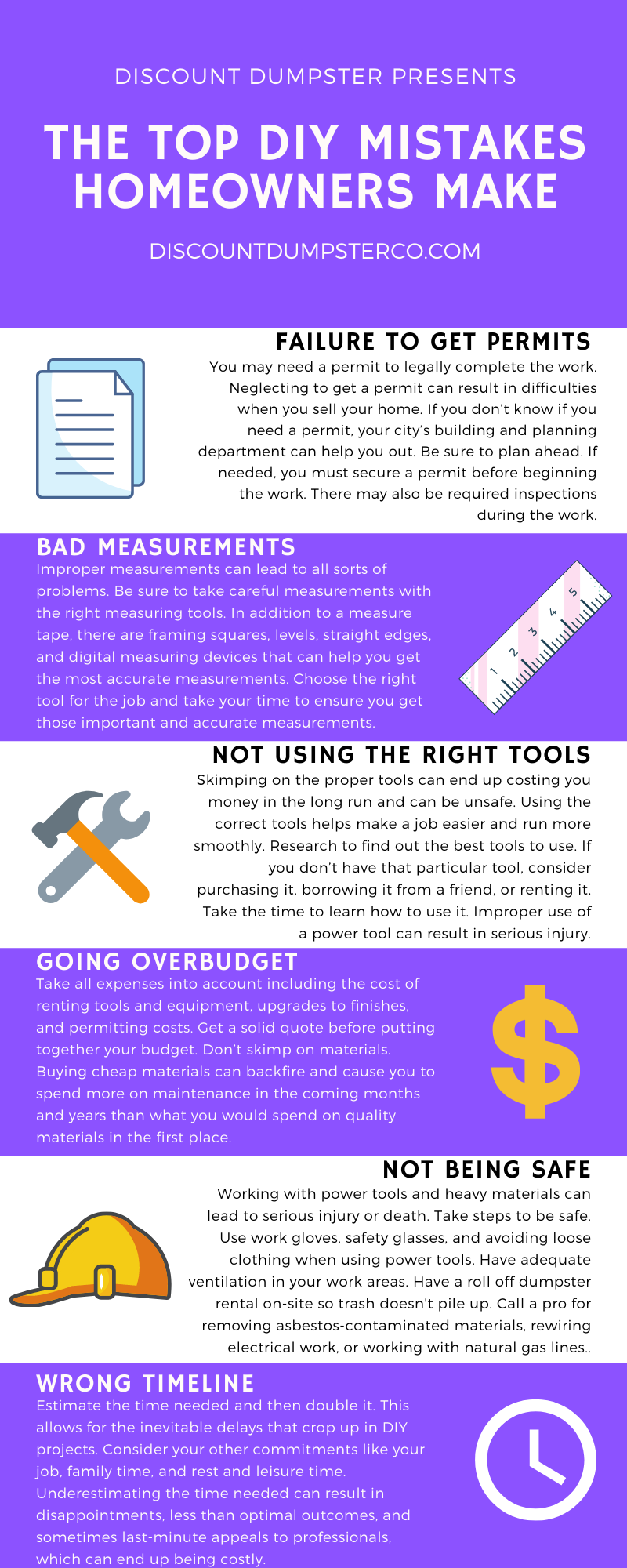 An infographic detailing top DIY mistakes homeowners make